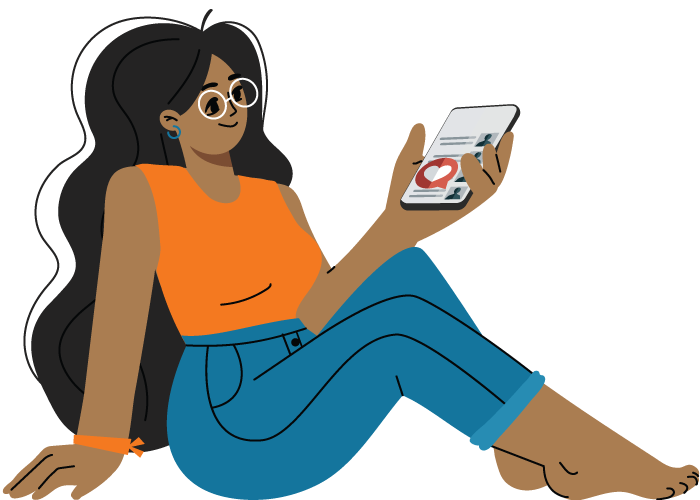 Graphic of a girl on her cell phone