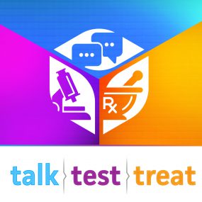 Talk. Test. Treat. Social Media square graphic.