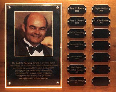 photo of the Jack N. Spencer Award Plaque