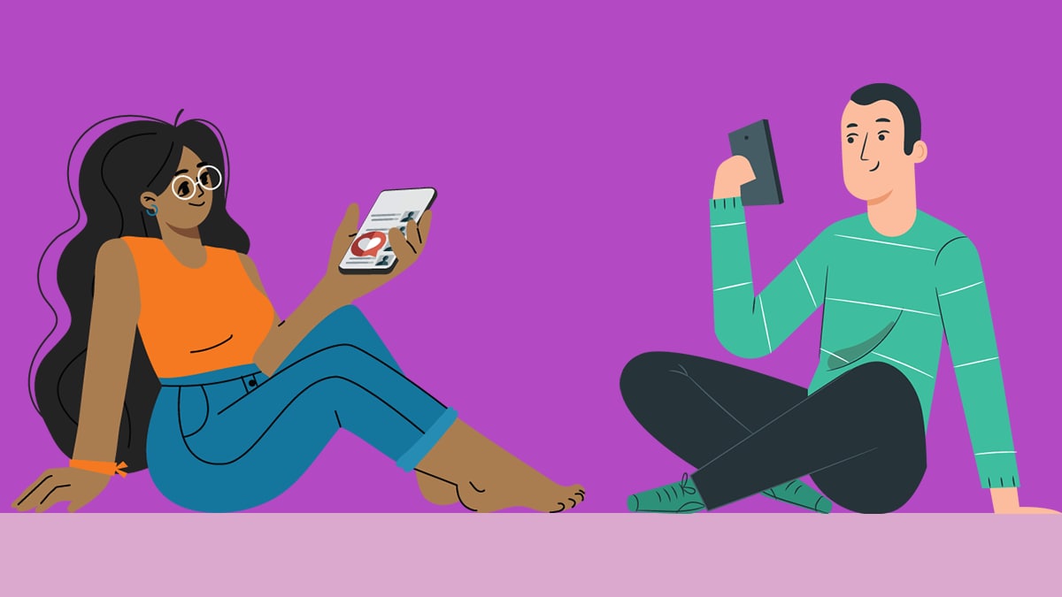 Graphic of two people on the phone.