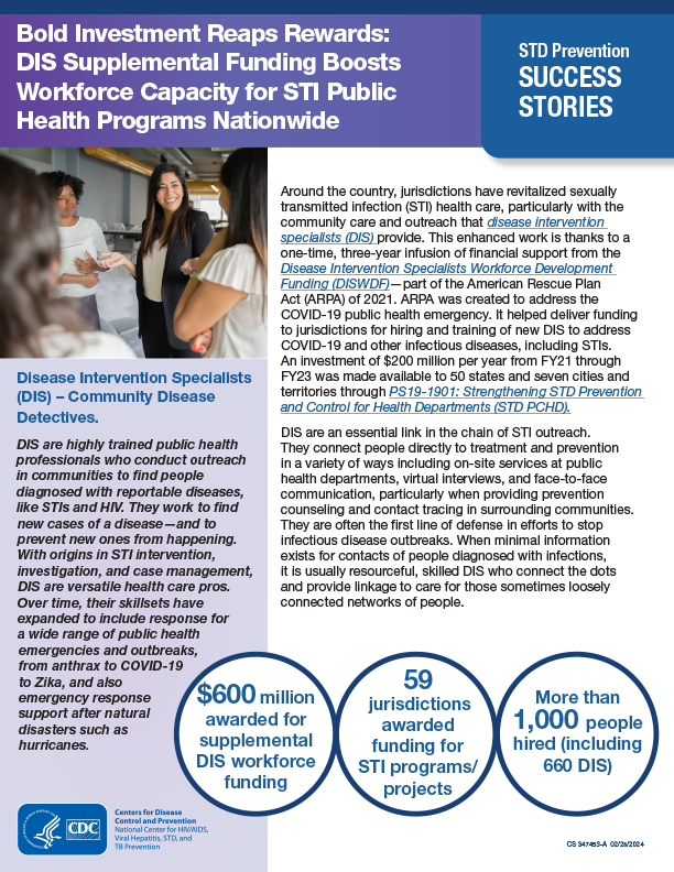 bold investment reaps rewards: dis supplemental funding boosts workforce capacity for sti public health programs nationwide