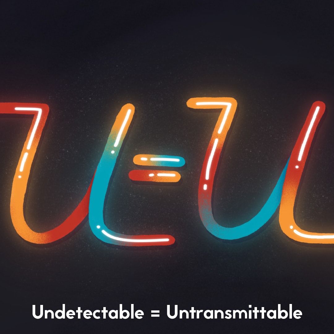 Image: Animation of neon text “u=u” against a black background. Text below: Undetectable = Untransmittable