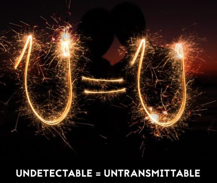 A firework displaying the phrase undetectable equals untransmittable