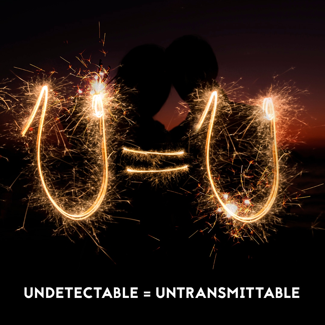 A firework image displaying the phrase undetectable equals untransmittable