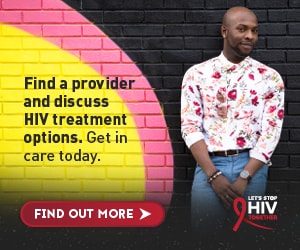 CDC Together campaign banner of Cedric, a gay Black man. Find a provider to discuss HIV treatment options.