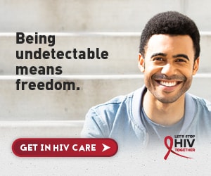 CDC Together campaign banner of Dimitri, a gay Black man. Being undetectable is freedom.