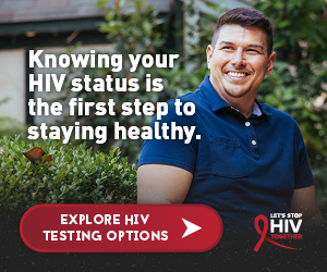 Banner of Kekoa a gay Hawaiian man, smiling and sitting outdoors.