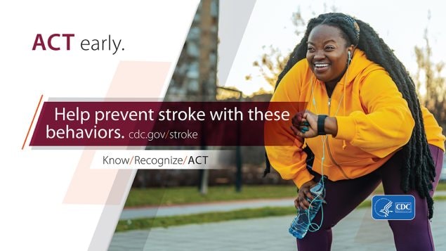 Act early. Help prevent stroke with these behaviors. cdc.gov/stroke