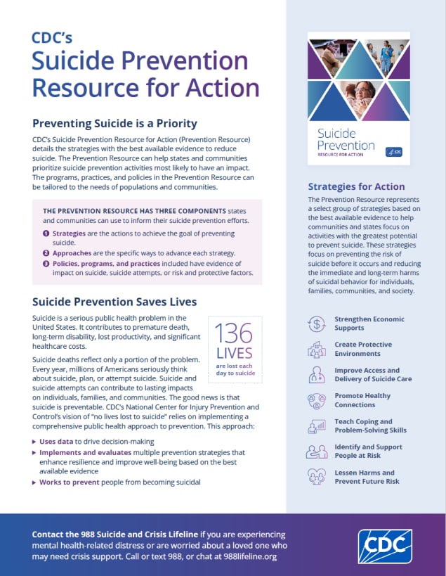 Suicide Prevention Resource for Action One Pager
