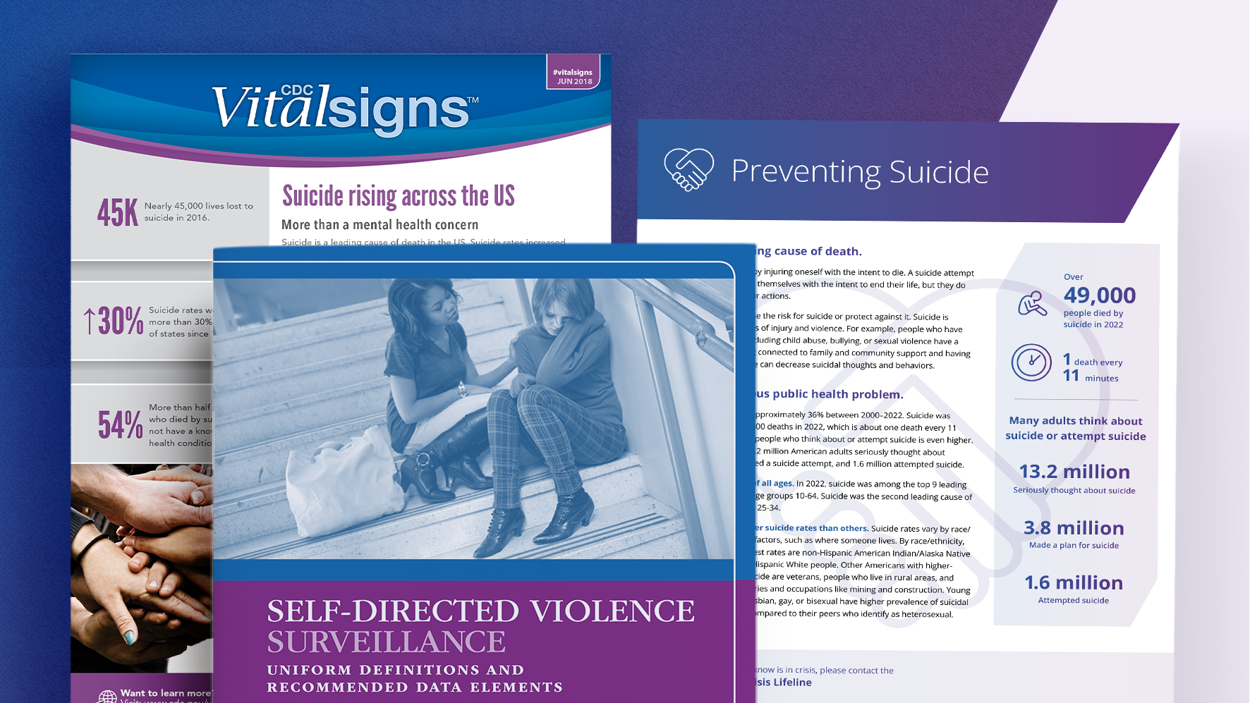 Banner showing suicide prevention publications