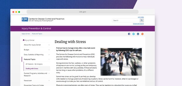 Image of the "Dealing with Stress" webpage