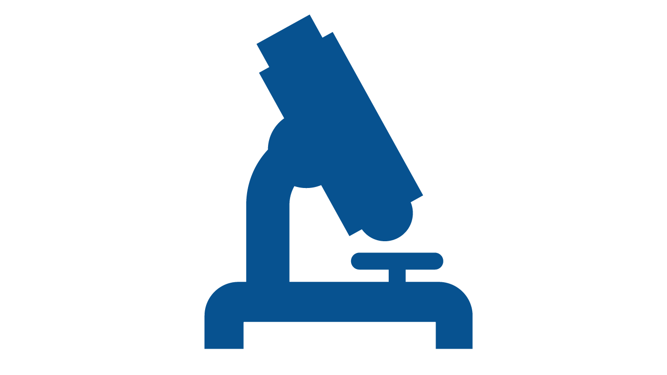 blue cartoon of a microscope
