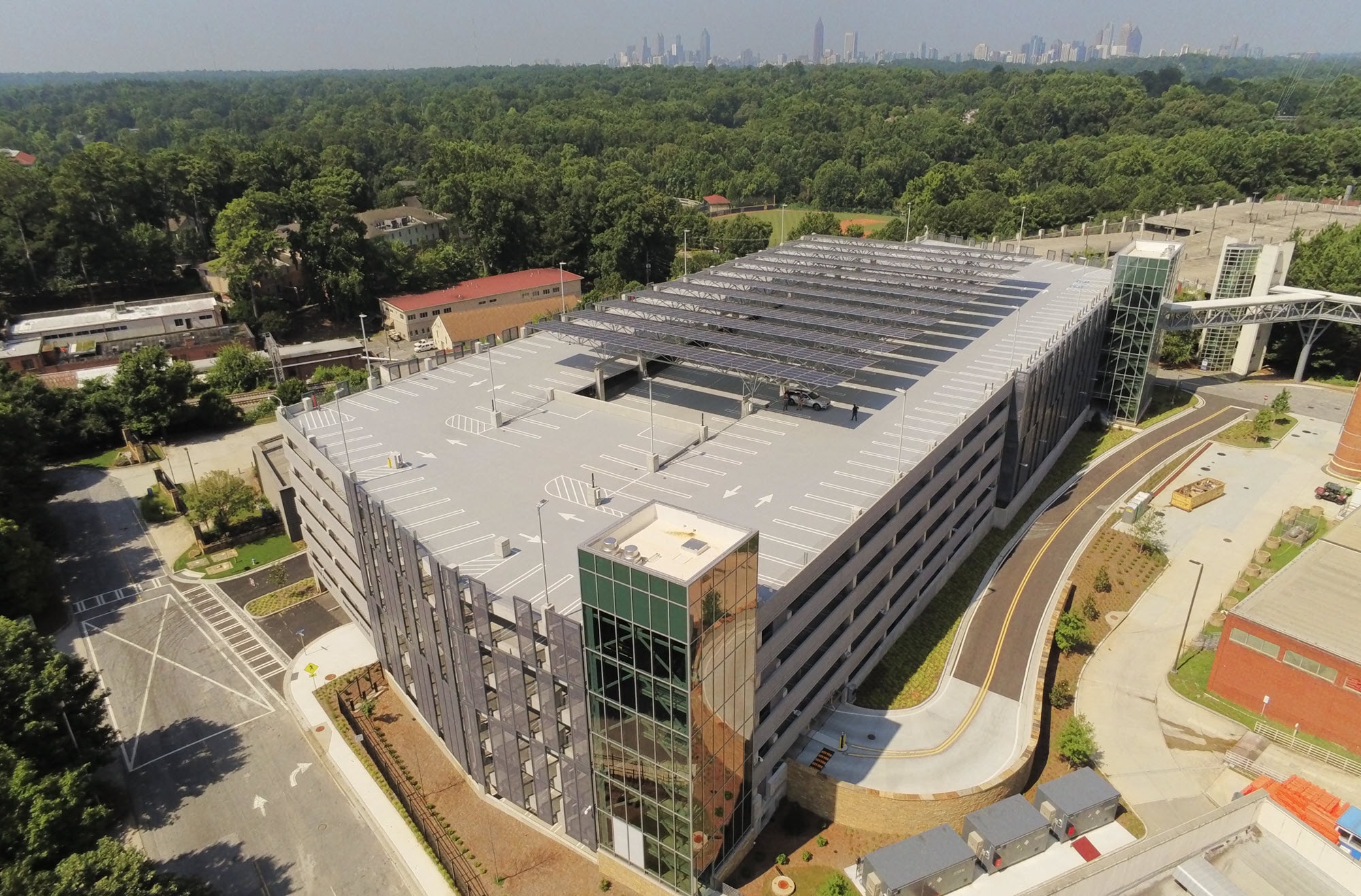 aerial photo of east parking deck on CDC campus