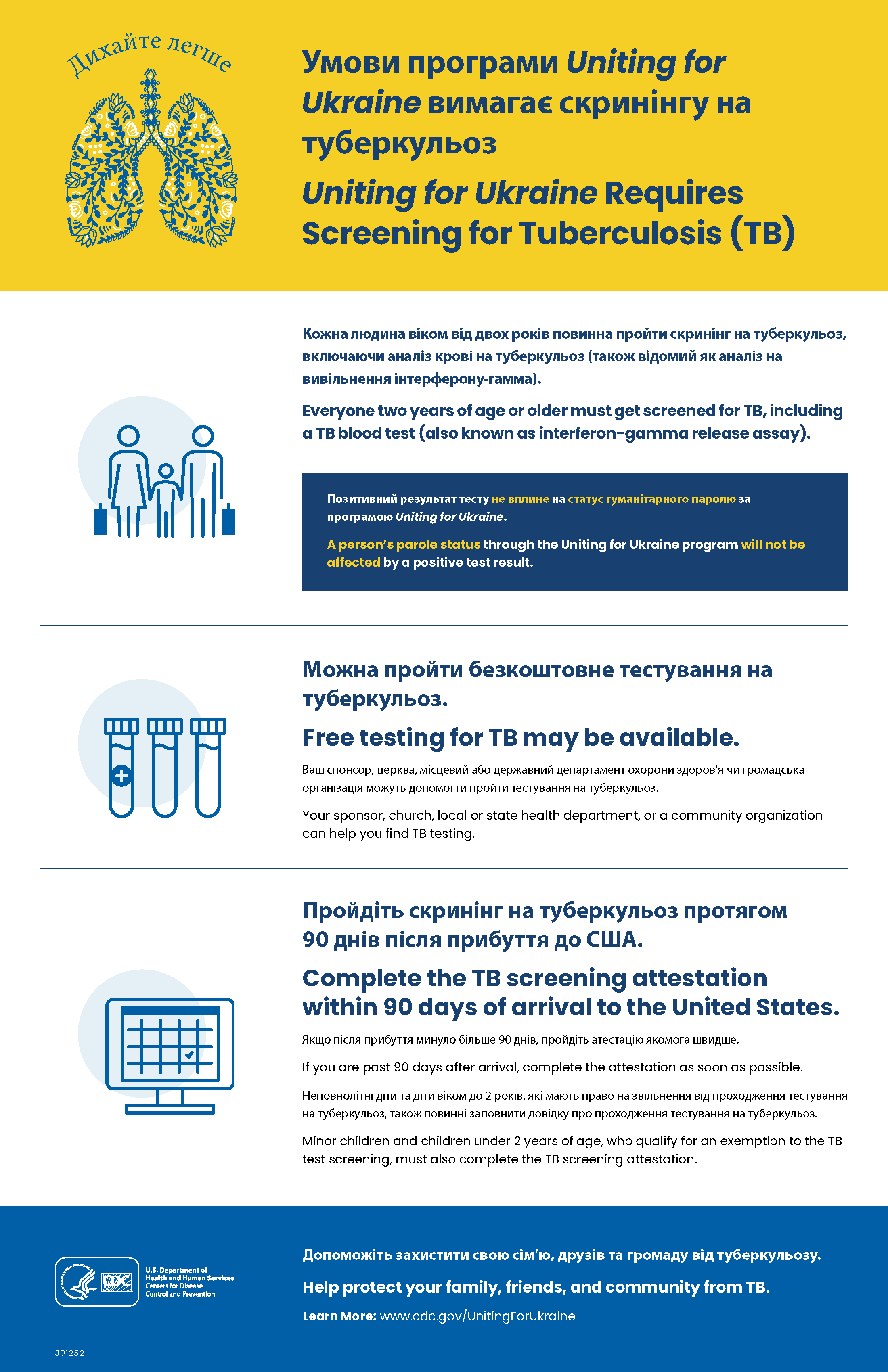 Uniting for Ukraine Requires Screening for Tuberculosis Poster