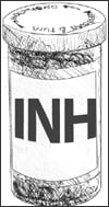 Envase de isoniacida (INH), un medicamento para el tratamiento de la infecci&oacute;n de tuberculosis latente.