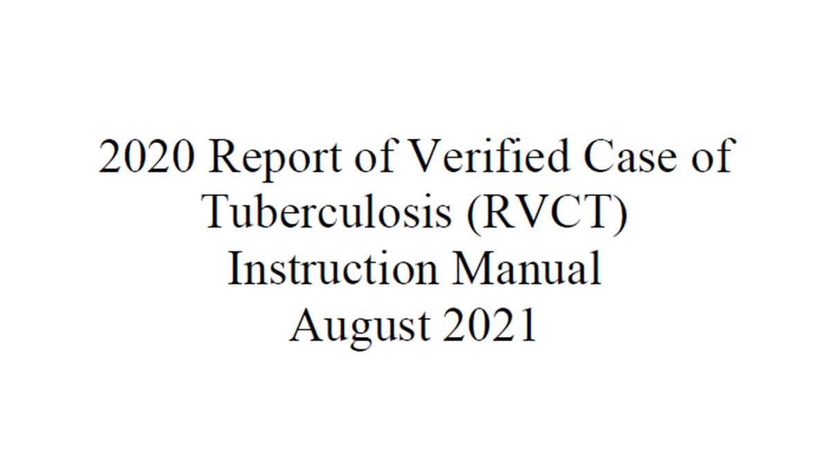 Cover image of the 2020 Report of Verified Case of Tuberculosis (RVCT) Instruction Manual