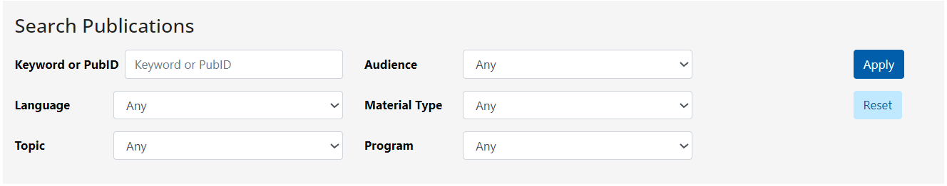 Images for How to order education materials search fields.