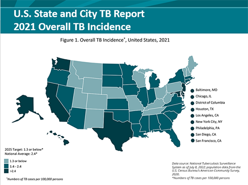 U.S. State and City Report 2021 Overall TB Incidence