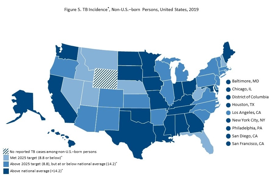 Figure 5: TB Incidence Among Non-U.S.–born Persons in the United States, 2019