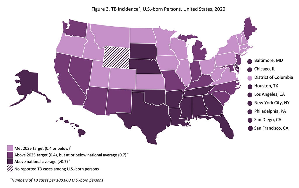 Figure 3. TB Incidence, U.S.-born Persons, 2020
