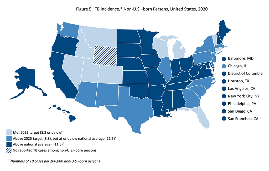 Figure5 - TB Incidence, Non-U.S.-born Persons, 2020