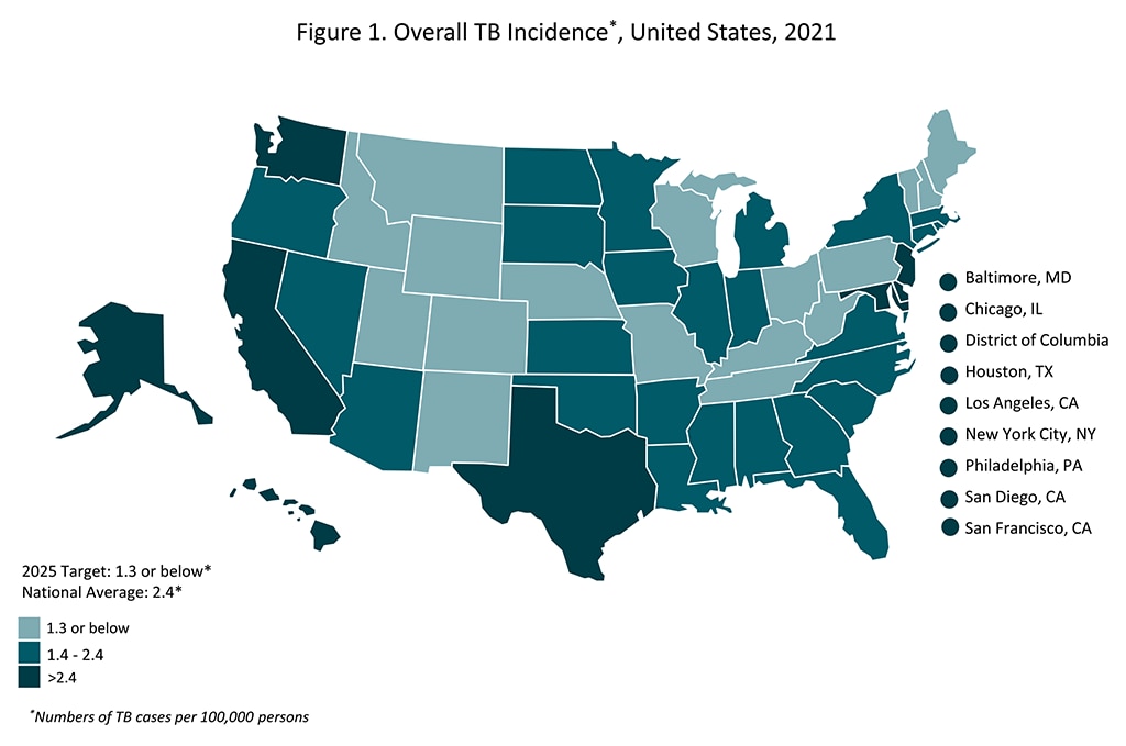 Overall TB Incidence, United States, 2021