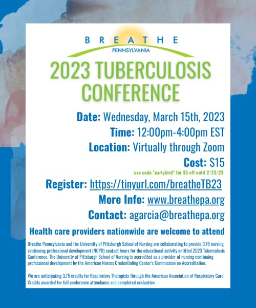 2023 Tuberculosis Conference, Wednesday, March 15, 12:00 - 4:00 PM EST