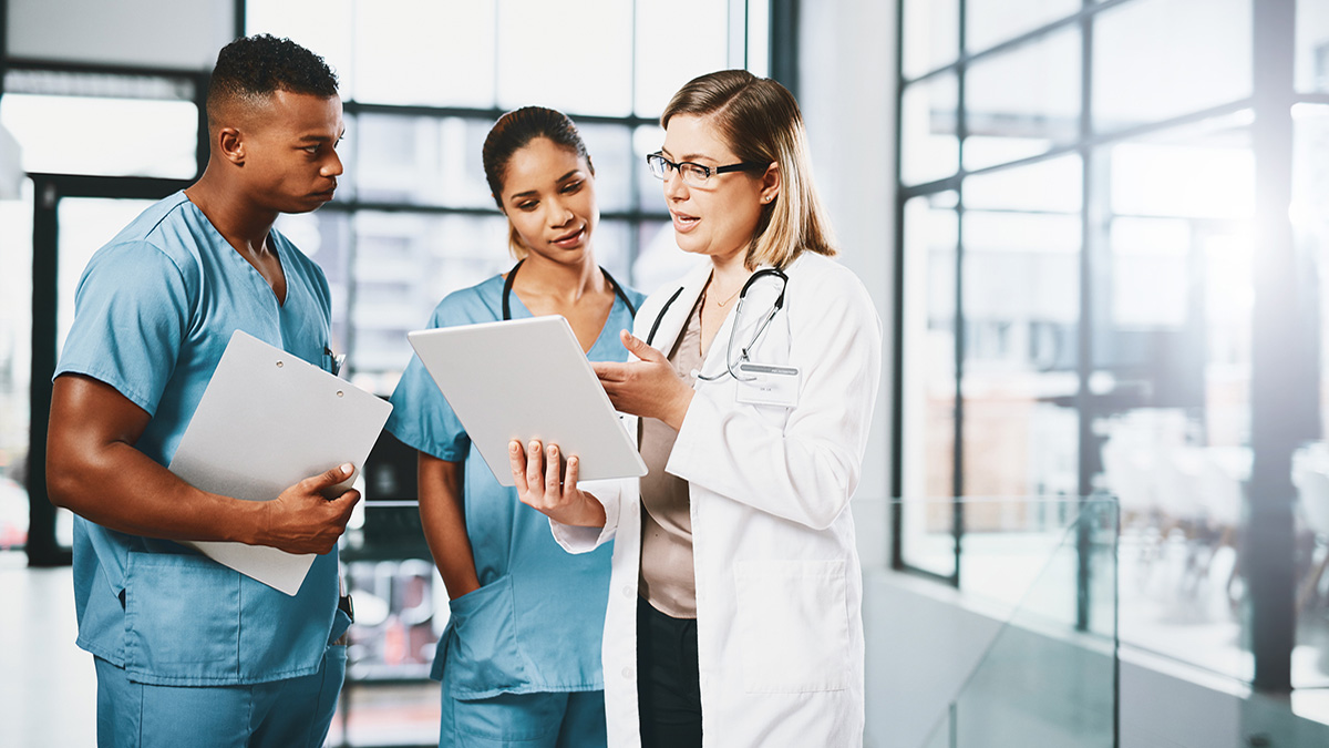 Doctors looking over a medical chart