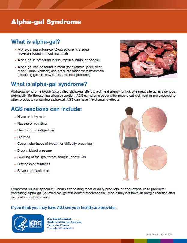 Alpha-gal Syndrome fact sheet thumbnail