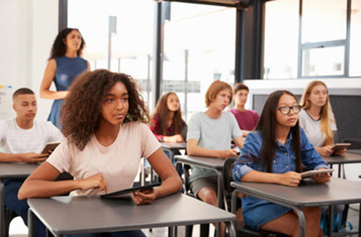 classroom with diverse students