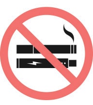 No smoking symbol icon with a cigarette and e-cigarette.