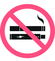 No smoking symbol icon with a cigarette and e-cigarette.