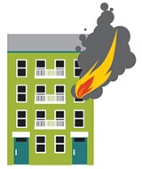 Building on fire image