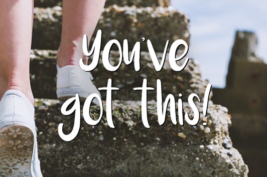 You've Got This! Picture of a person running up stairs.