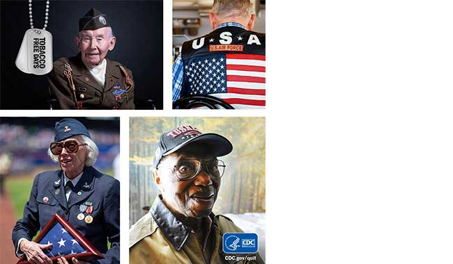 2019 Tobacco Free Days - military collage featuring senior veterans