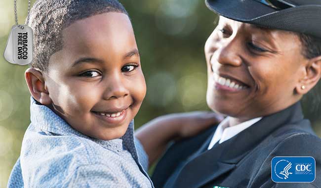 2019 Tobacco Free Days - service member mother with son