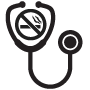 Stethoscope with a no smoking sign.