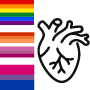 Lgbt drawing of a heart next to LGBT colors