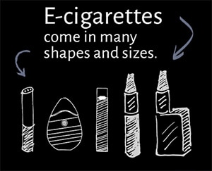 E-cigarettes come in many shapes and sizes.