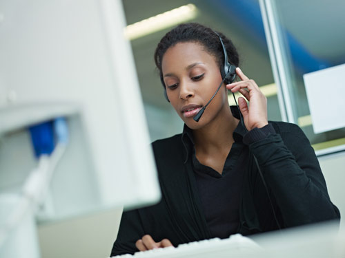 Woman on headset