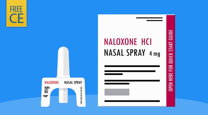 Naloxone nasal spray nozzle and box