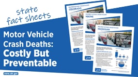 Image of three Motor Vehicle Crash Deaths fact sheets