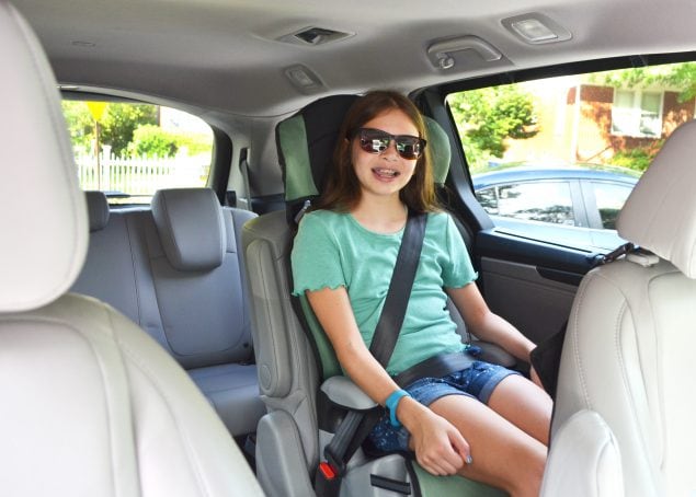 Booster seat: After outgrowing their forward-facing car seat and until the seat belt fits properly.