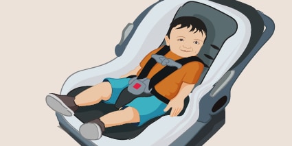 illustration of a boy in a car seat