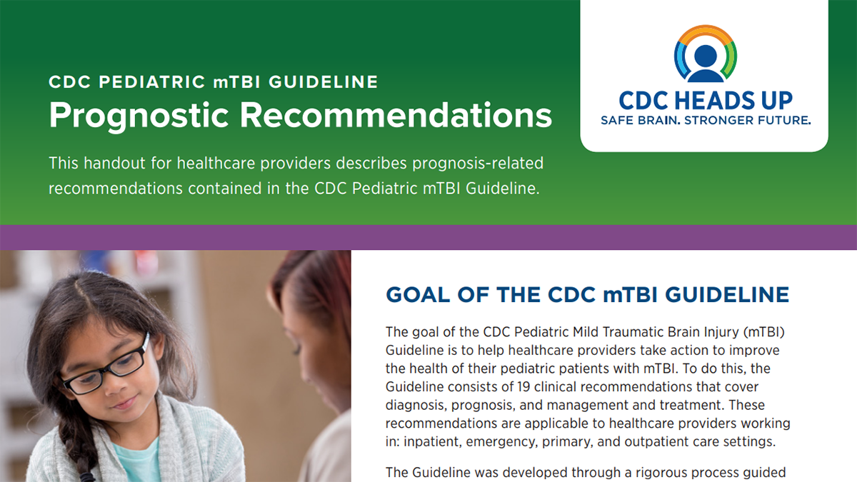 CDC pediatric mTBI guideline prognostic recommendations