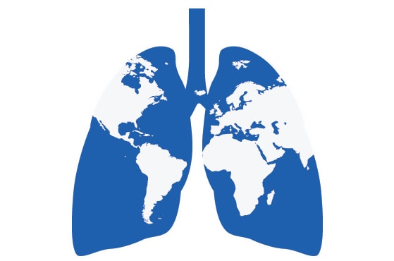 CureTB logo of lungs with map of world