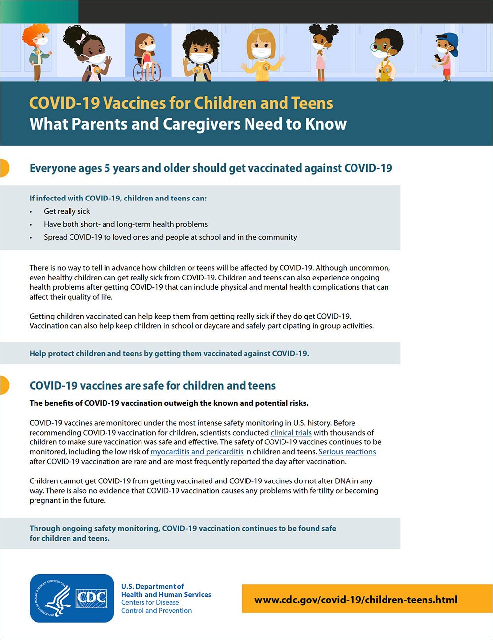 COVID-19 Vaccines for Children and Teens. What Parents and Caregivers Need to Know.