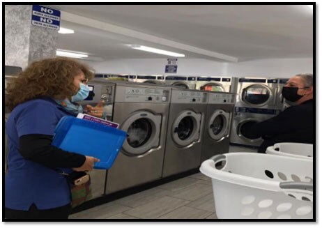 People in a laundromat