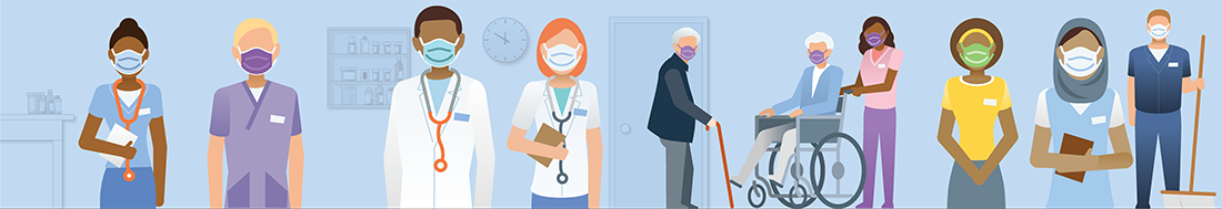 Illustration of health care providers wearing masks