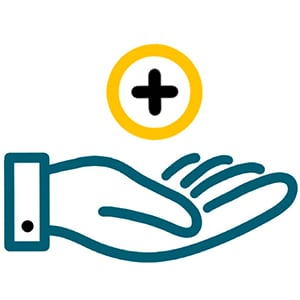 illustration of hand with plus symbol